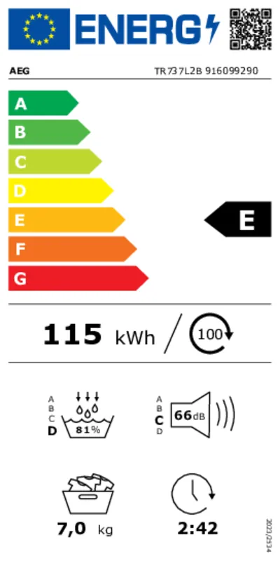 AEG TR737L2B energielabel