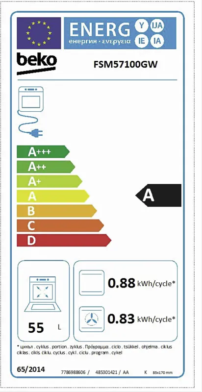 Beko FSM57100GW energielabel