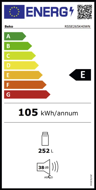 Beko RSSE265K40WN energielabel