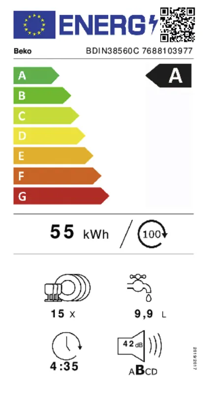 Beko BDIN38560C energielabel