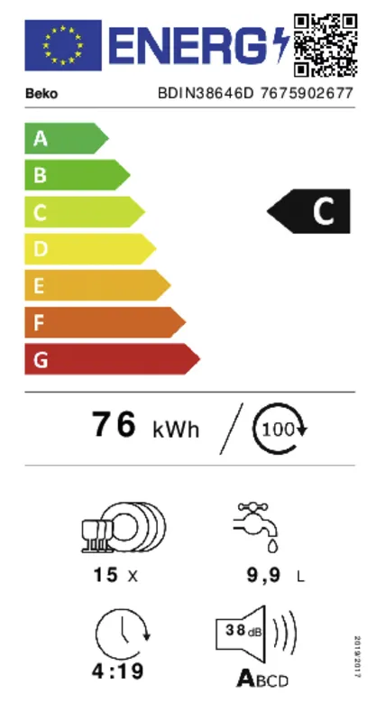 Beko BDIN38646D energielabel