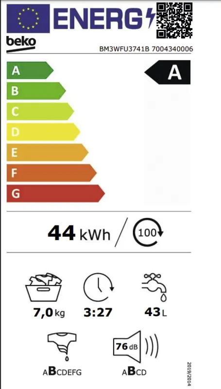 Beko BM3WFU3741B energielabel