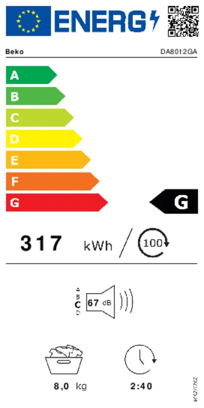 Beko DA8012GA energielabel