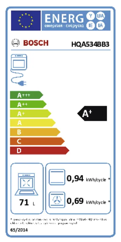 Bosch HQA534BB3 energielabel