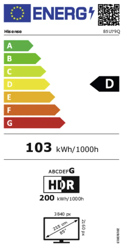 Hisense 85U79Q energielabel