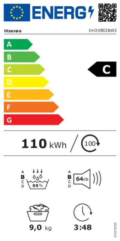 Hisense DH3S902BW3 energielabel