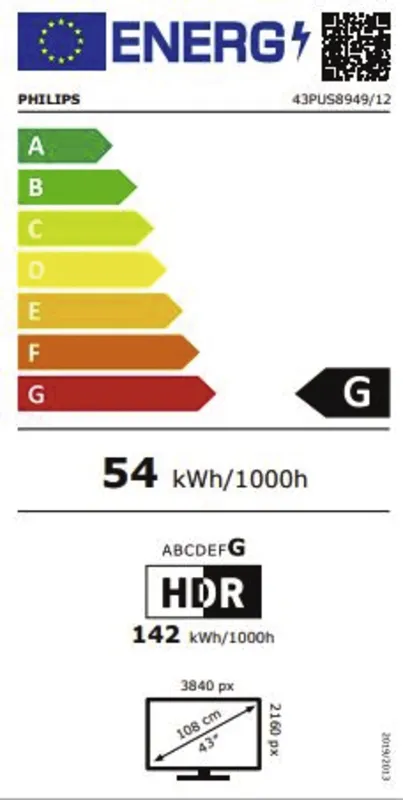 Philips 43PUS8949/12 energielabel