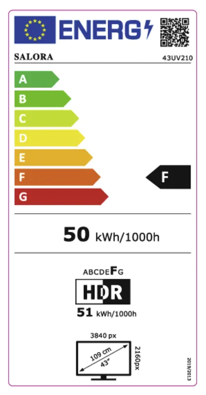 Salora 43UV210 energielabel