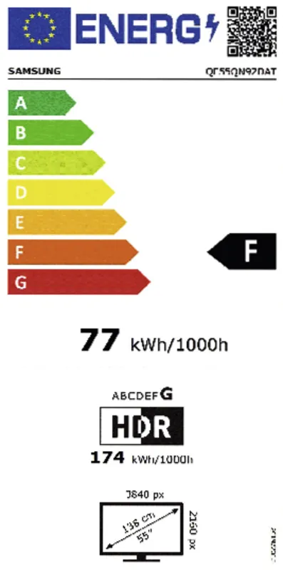 Samsung QE55QN92DATXXN energielabel