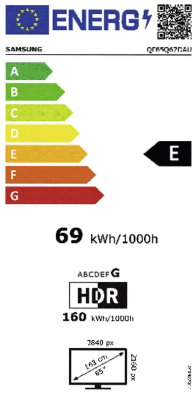 Samsung QE65Q67DAUXXN energielabel