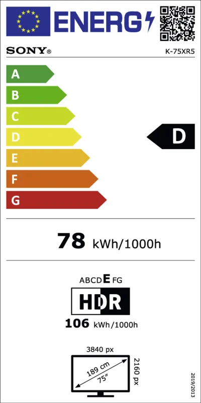Sony K75XR59PB.CEI energielabel