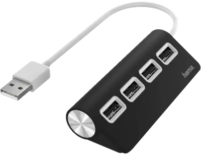 Hama USB-hub, 4-poorts, USB 2.0, 480 Mbit/s