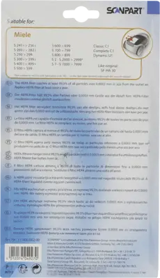 1190000200 HEPAfilter H12 (niet uitwasbaar)